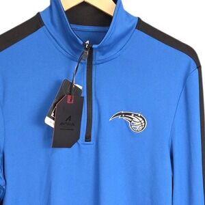 Orlando Magic 1/4 Zip Pullover Mens Small Blue Black Antigua Long Sleeve NBA NWT